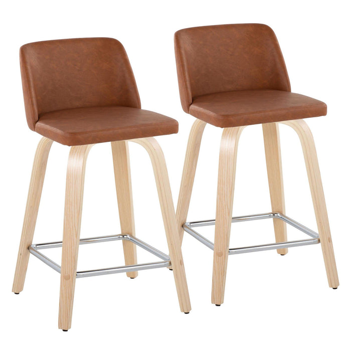 Toriano - 24" Fixed-Height Counter Stool (Set of 2) - Natuiral Square Base