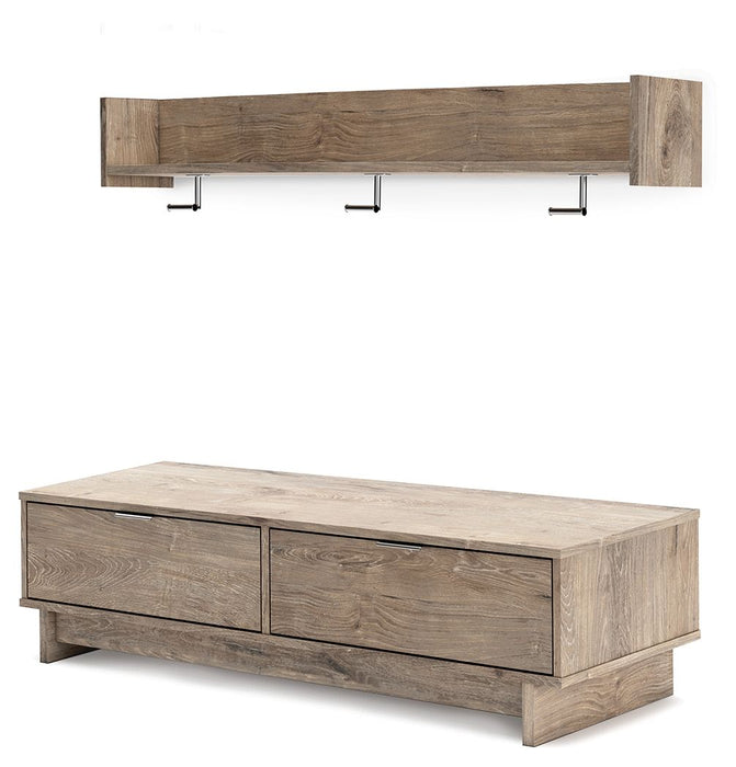 Oliah - Natural - Bench With Coat Rack