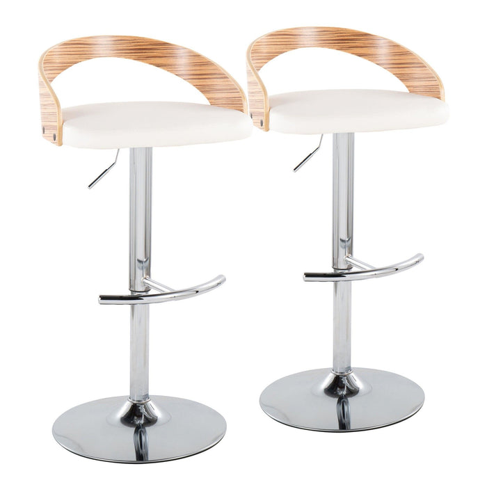 Grotto - Adjustable Barstool (Set of 2) - White And Light Brown