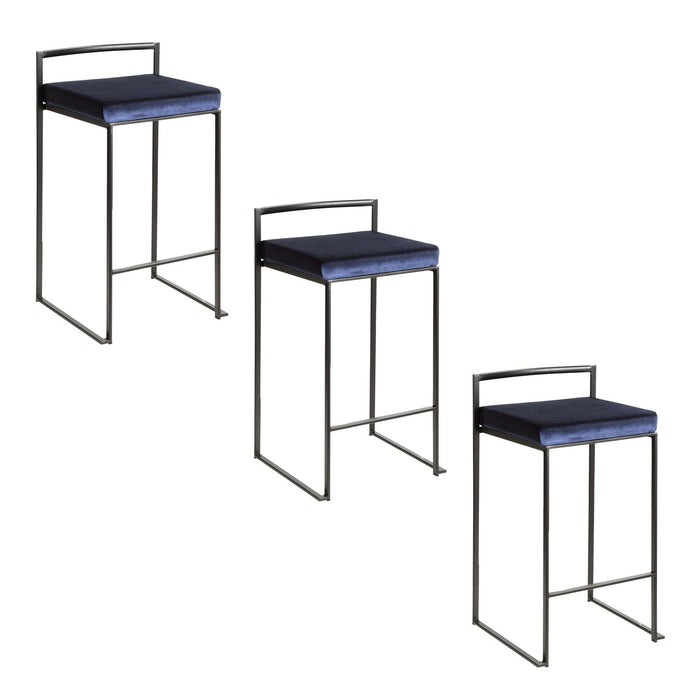 Fuji - Stackable Counter Stool With Cushion - Black Metal