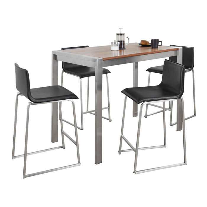 Fuji - Mara Upholstered Counter Height Dining Set - Clear Tempered Glass Tabletop