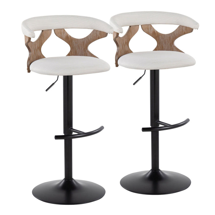 Gardenia - Adjustable Barstool (Set of 2) - Black Base & Brown Backrest