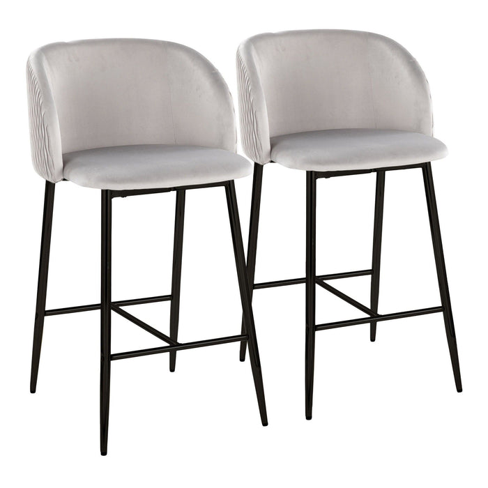 Fran - Pleated Waves Fixed-Height Counter Stool (Set of 2)