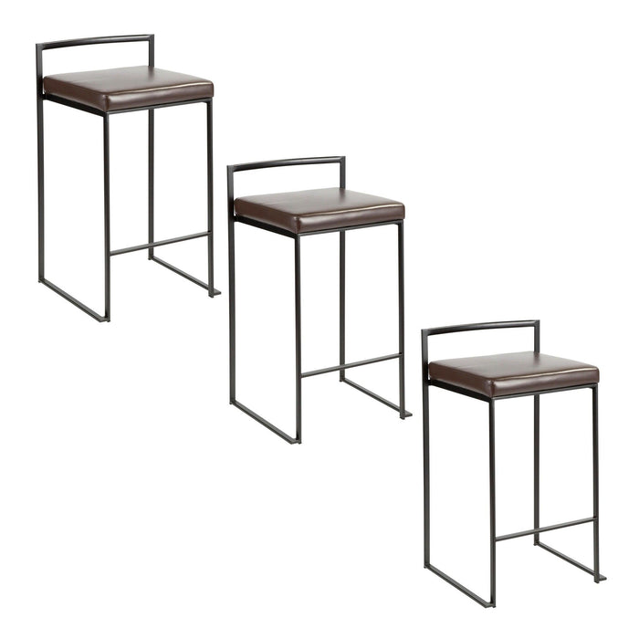 Fuji - Stackable Counter Stool With Cushion - Black Metal