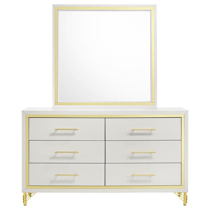 Lucia - 6-Drawer Bedroom Dresser With Mirror - White