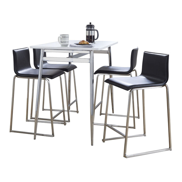 Marcel - Mara Upholstered Counter Height Dining Set - Black Metal With White Wood Tabletop