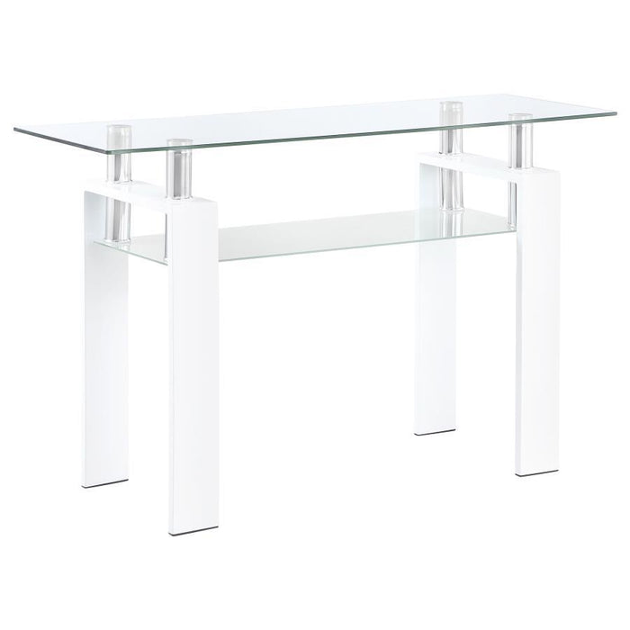 Dyer - Rectangular Glass Top Entryway Sofa Console Table - White