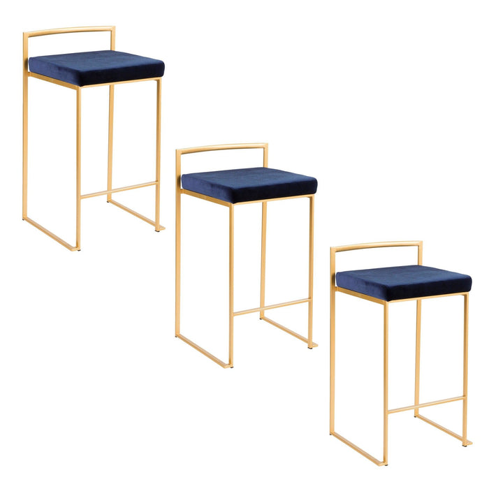 Fuji - Counter Stool With Cushion - Gold Legs