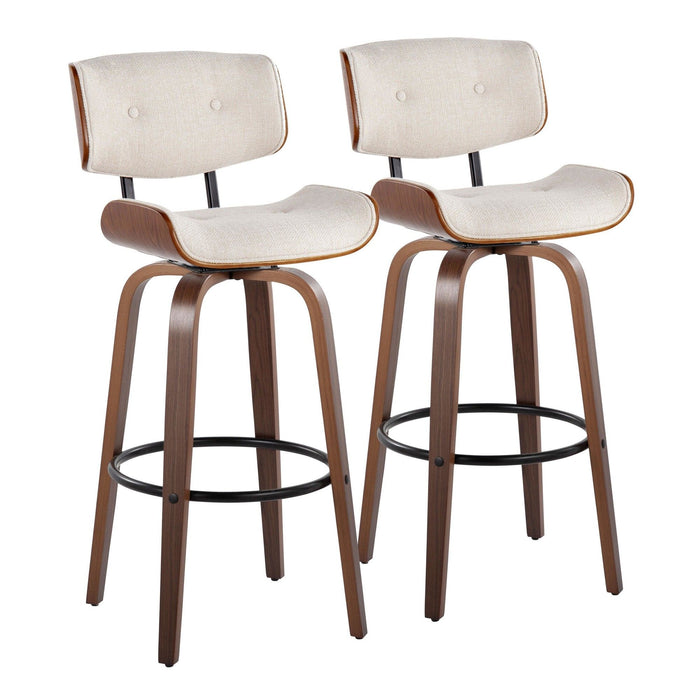 Lombardi - 30" Fixed-Height Barstool (Set of 2) - Walnut Base