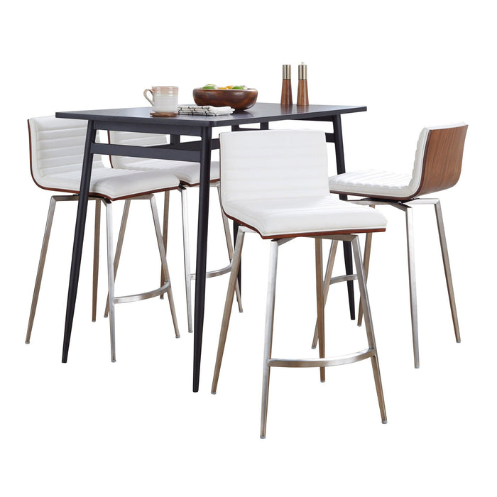 Marcel - Mara Upholstered Counter Height Dining Set - Chrome Metal With White Wood Tabletop