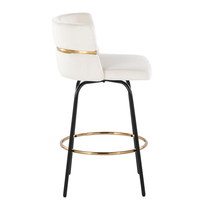 Cinch Claire - 26" Fixed-Height Counter Stool (Set of 2) - Gold And Black Base