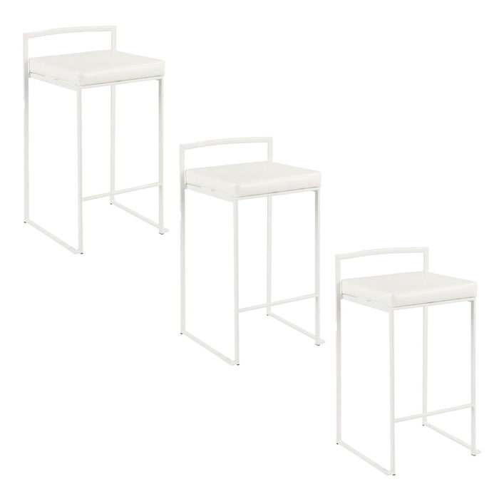 Fuji - Stackable Counter Stool - White Base (Set of 2)