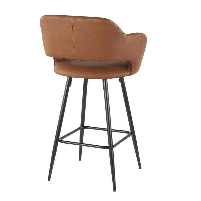 Mara - 26" Counter Stool - Brushed Stainless Steel And Walnut Wood (Set of 2)