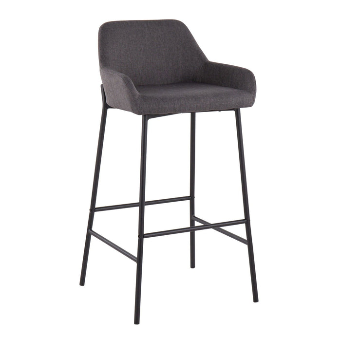 Daniella - Fixed - Height Bar Stool - Black Metal And Charcoal Fabric (Set of 2)