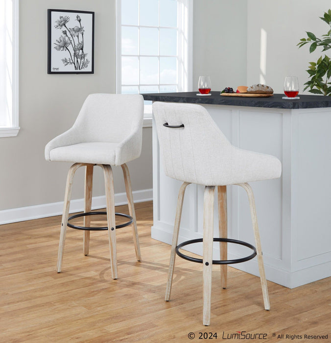 Grotto - Counter Stool With Light Gray Wood And Black Faux Leather (Set of 2)