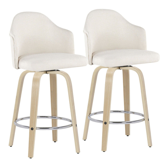 Ahoy - Fixed - Height Counter Stool - Natural Wood Legs And Round Footrest (Set of 2)