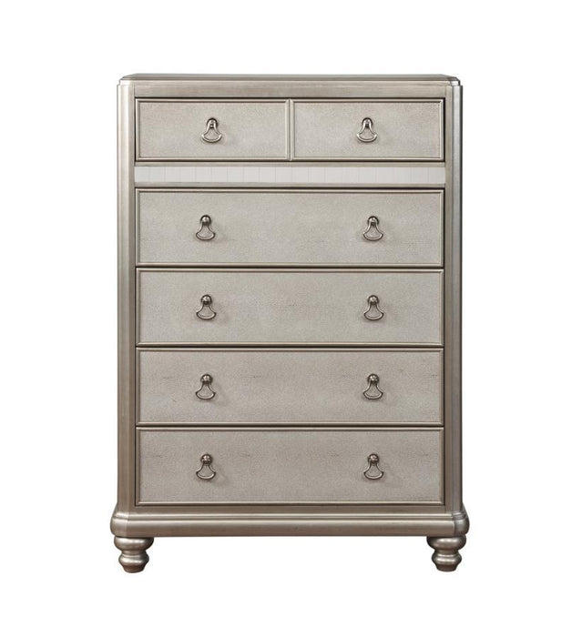 Bling Game - 6-Drawer Bedroom Chest - Metallic Platinum