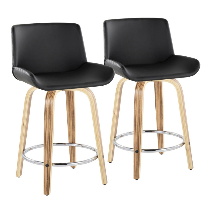 Santi - 24" Fixed-Height Counter Stool With Swivel - Zebra Wood (Set of 2)