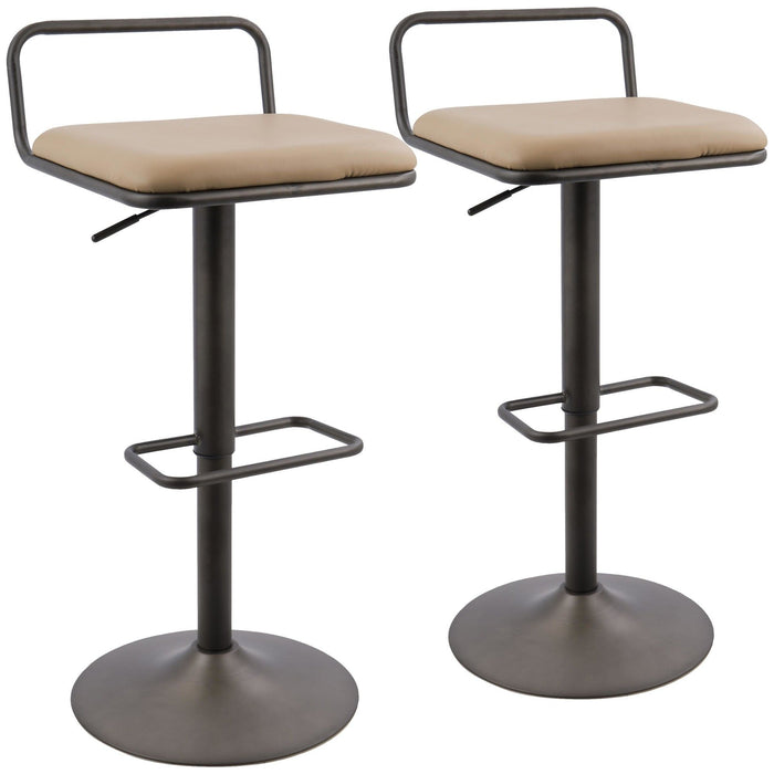 Beta - Barstool - Antique And Camel Faux Leather (Set of 2)