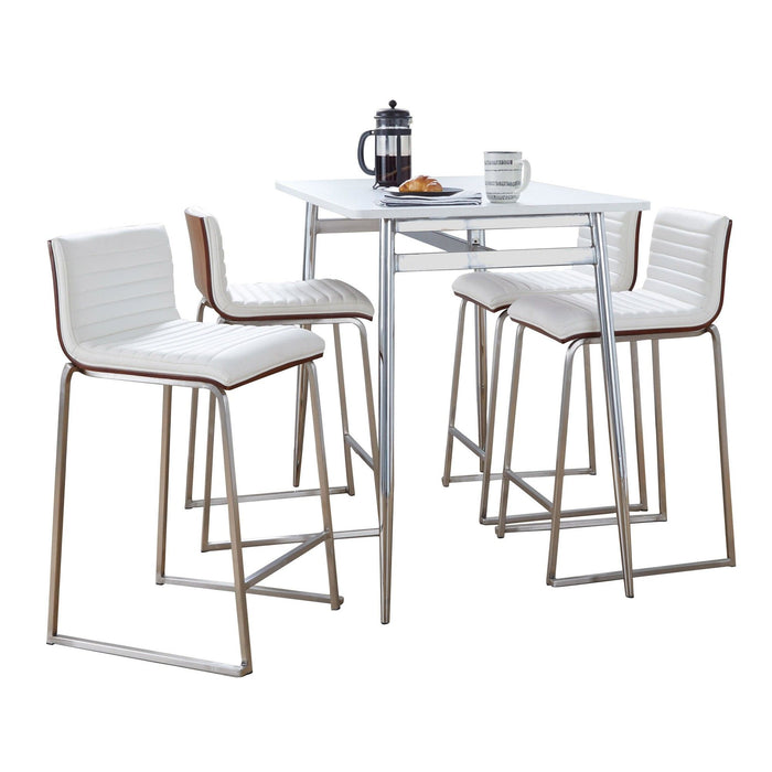 Fuji - Mason Upholstered Swivel Dining Set - Brushed Stainless Steel