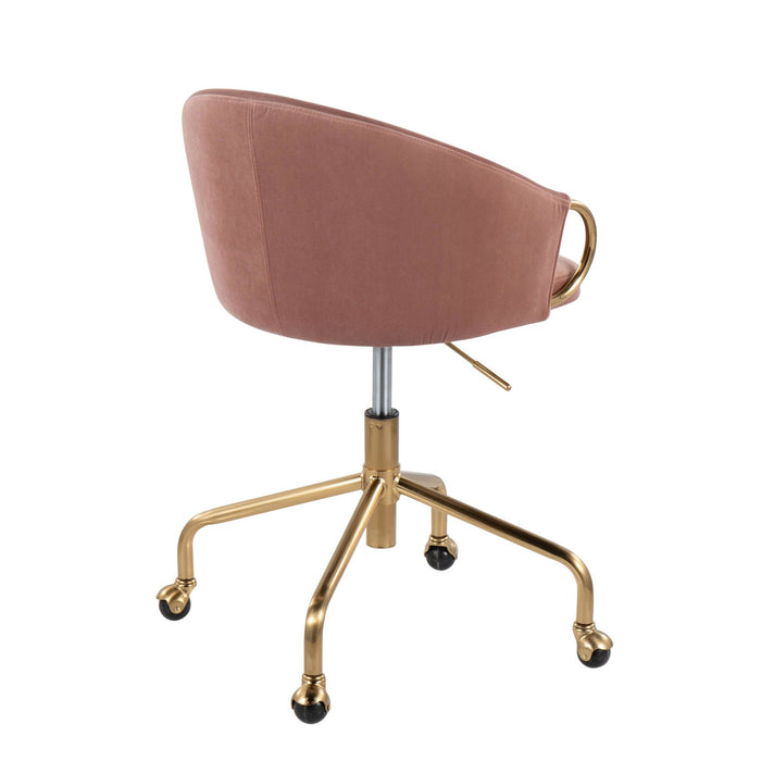 Claire - Task Chair - Gold Metal And Blush Velvet