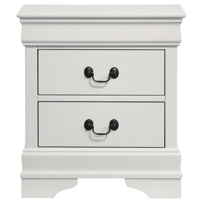 Louis Philippe - 2 Drawers Nightstand Bedside Table - White