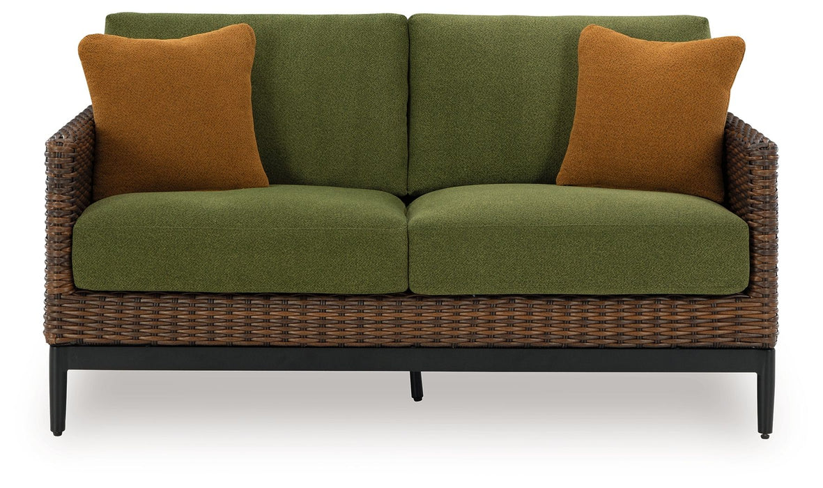 Horizon Hall - Brown / Green - Loveseat With Cushion