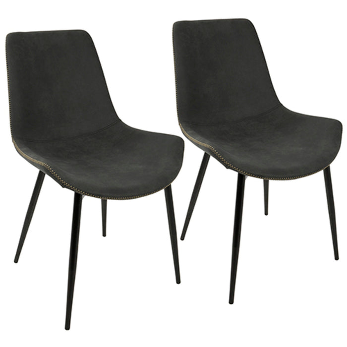 Duke - Dining Chair - Black Metal And Gray Fabric (Set of 2)