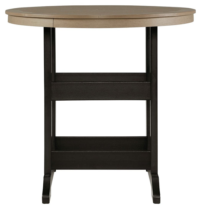 Fairen Trail - Black / Driftwood - Round Bar Table W/Umb Opt