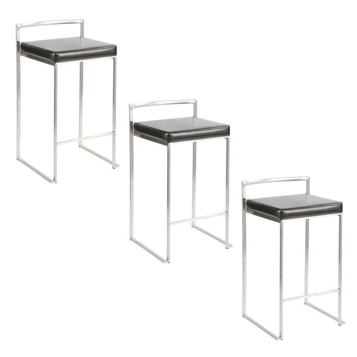 Fuji - 26" Stackable Counter Stool - Brushed Stainless Steel