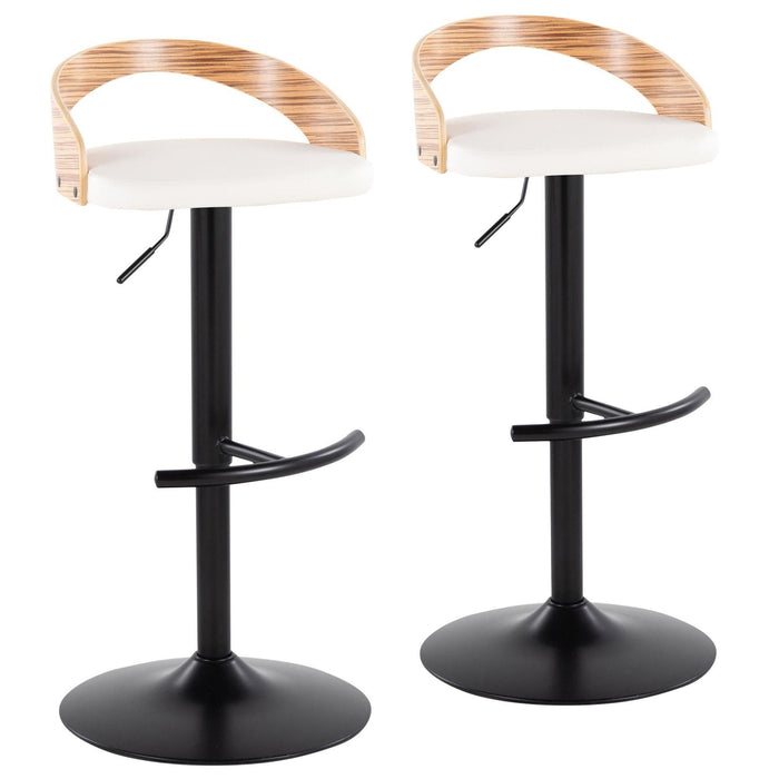 Grotto - Adjustable Barstool (Set of 2) - Zebra And White