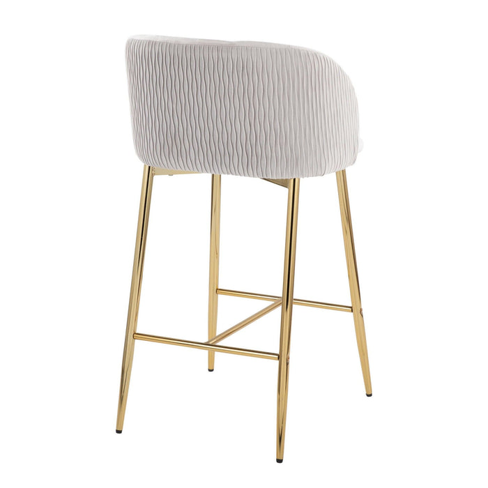 Fran - Pleated Glam Fixed-Height Counter Stool (Set of 2)