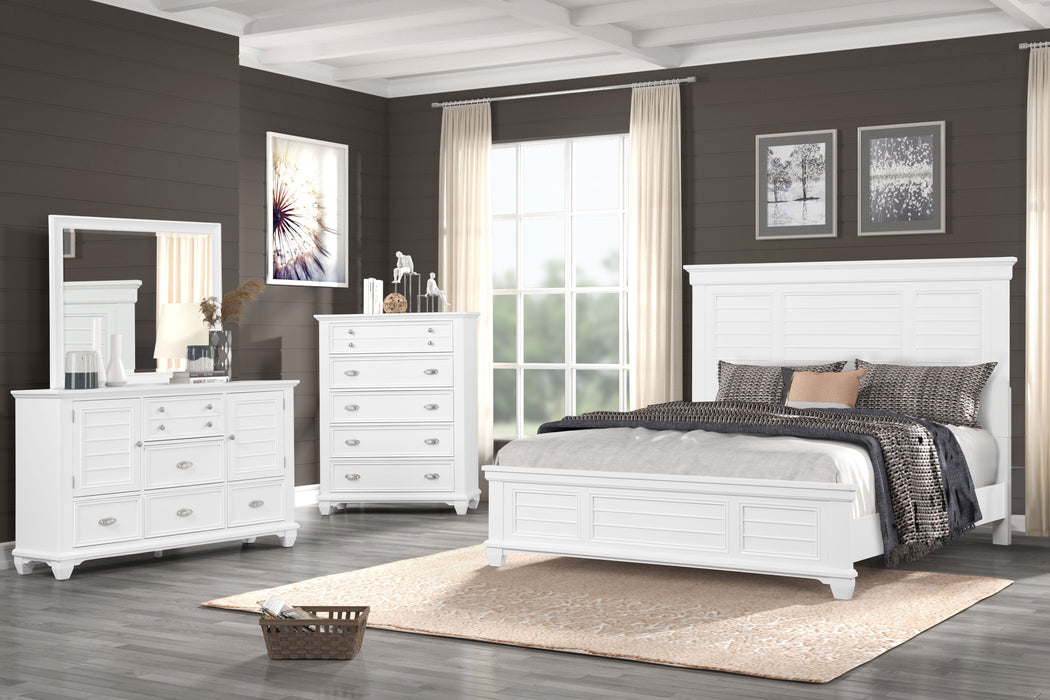 Jamestown - 6/6 Eastern King 4 Piece Bedroom Set (Bed, Dresser, Mirror, Chest) - White