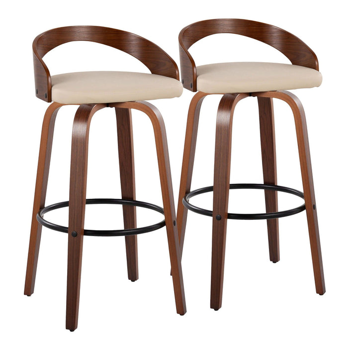 Grotto - 30" Fixed-Height Barstool (Set of 2) - Walnut Base