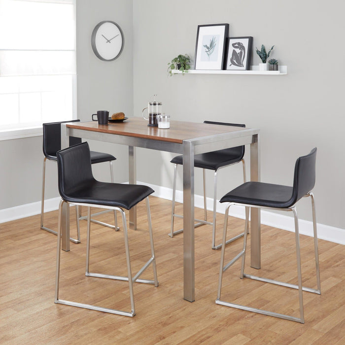 Fuji - Mara Upholstered Counter Height Dining Set - Clear Tempered Glass Tabletop