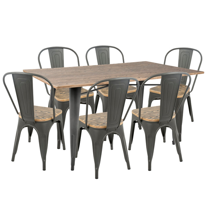 Oregon - Farmhouse Dining Set - Gray And Brown (Set of 7)