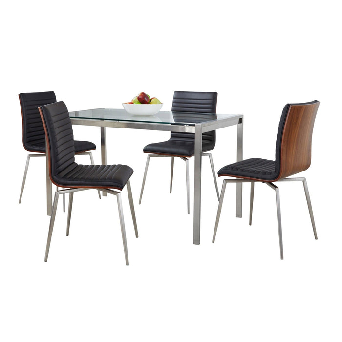 Fuji - Mason Swivel Dining Set Dining Set - Brushed Stainless Steel