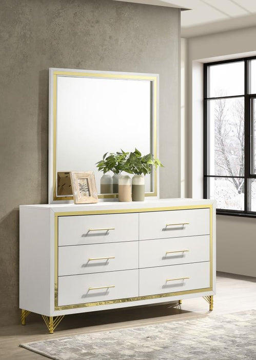 Lucia - 6-Drawer Bedroom Dresser With Mirror - White