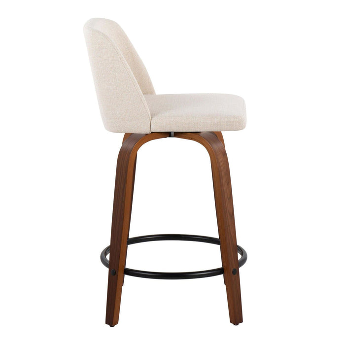 Toriano - 24" Fixed-height Counter Stool (Set of 2) - Walnut And Cream Noise