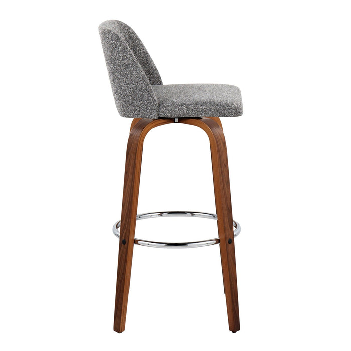 Toriano - 30" Fixed-Height Barstool (Set of 2) - Walnut & Chrome Base