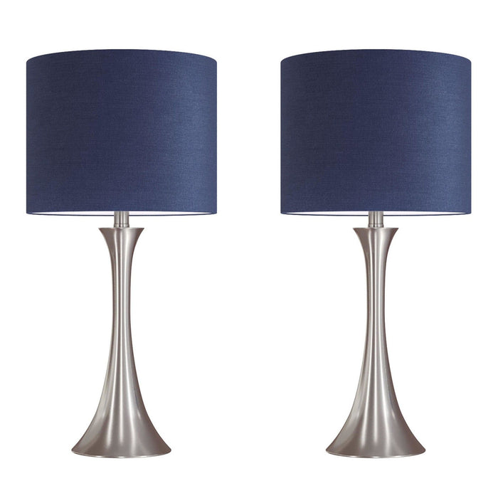 Lenuxe - 24" Metal Table Lamp - Brushed Nickel (Set of 2)