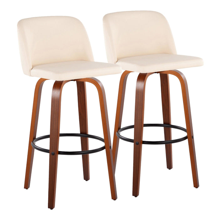 Toriano - 30" Faux Leather Fixed-height Barstool (Set of 2) - Beige