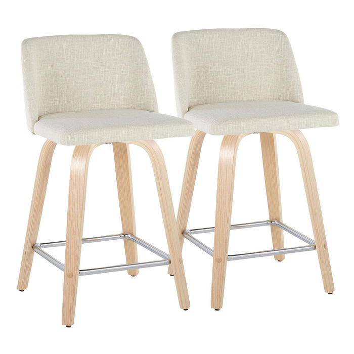 Toriano - 24" Fixed-Height Counter Stool (Set of 2) - Natuiral Square Base