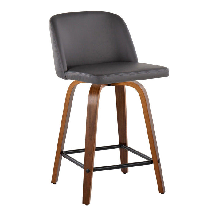 Toriano - 24" Fixed-Height Counter Stool (Set of 2) - Walnut & Black Base