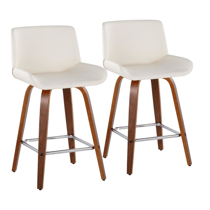 Santi - 25" Fixed-Height Counter Stool With Swivel - Walnut Wood (Set of 2)