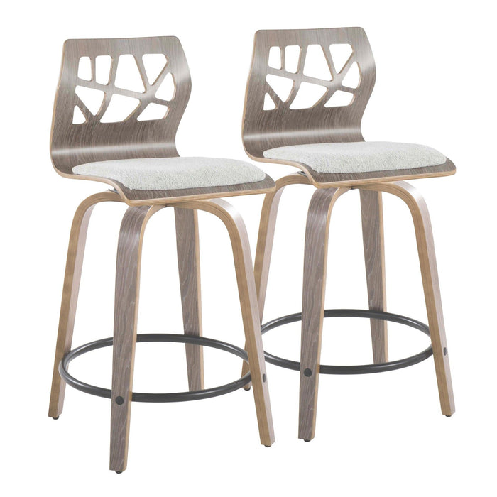 Folia - 24" Fixed-height Barstool (Set of 2) - Gray