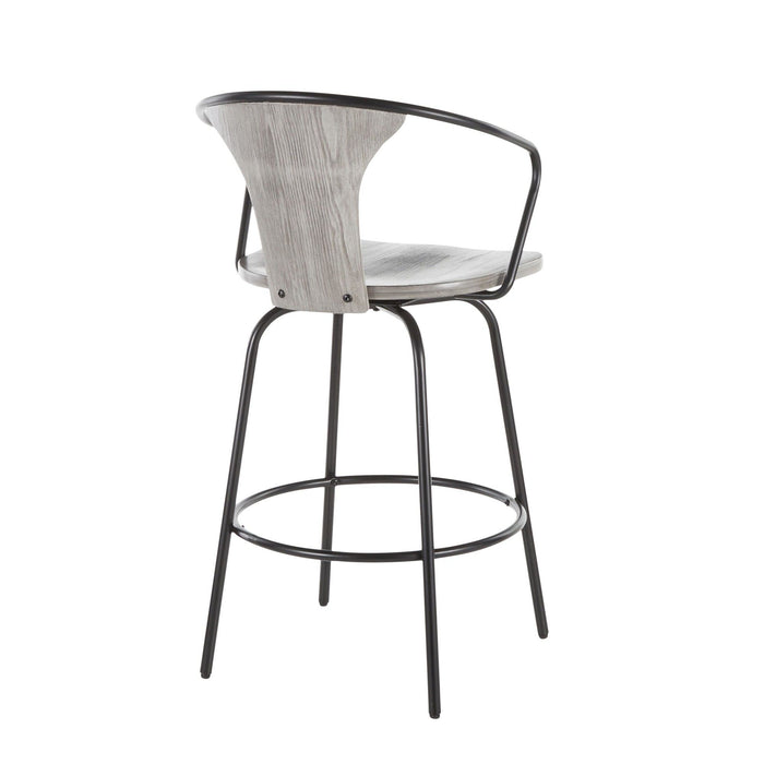 Waco - Counter Stool - Black Metal And Gray Wood.