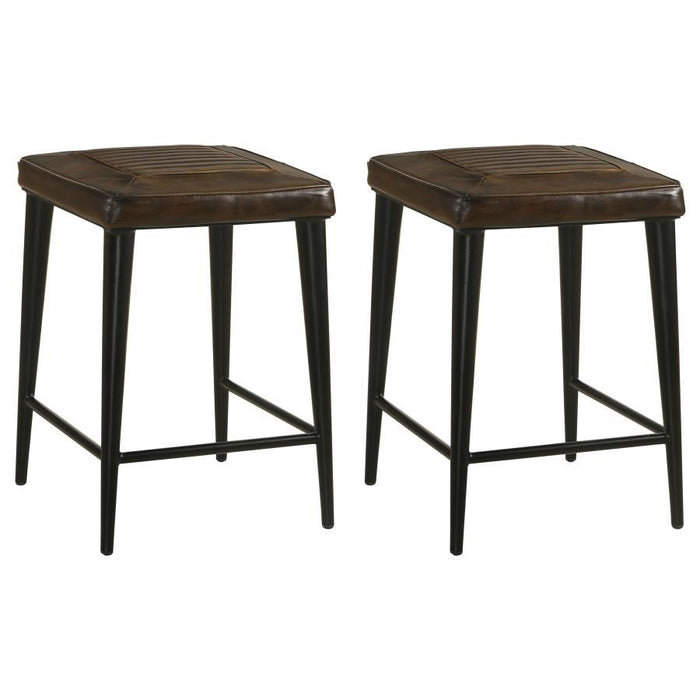 Alvaro - Leather Upholstered Backless Bar Stool (Set of 2)