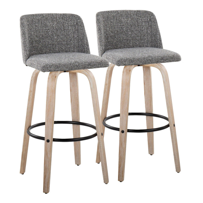 Toriano - 30" Fixed-Height Barstool (Set of 2) - Gray & Black Round Base