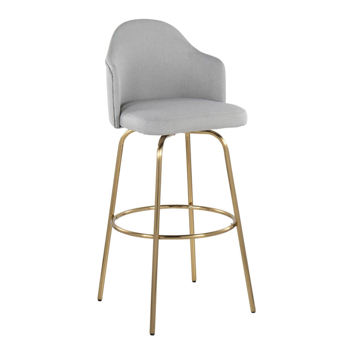 Ahoy - Fixed-Height Bar Stool - Metal Legs And Round Metal Footrest With Fabric Seat (Set of 2)